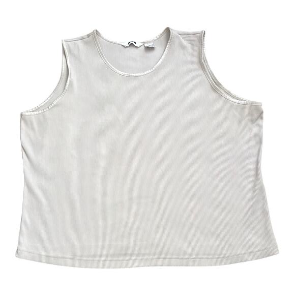 ALIA Womens Plus Size 3X Beige Polyester Rib Sleeveless Stretch Tank Top Shirt - Picture 1 of 4